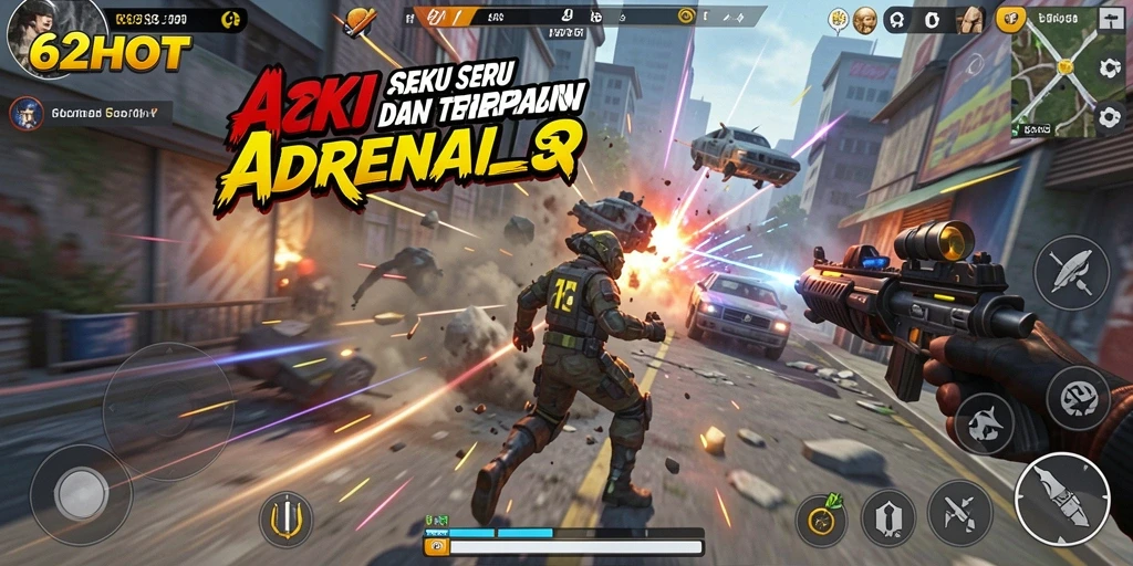 Tampilan screenshot 62HOT menunjukkan aksi menegangkan dalam gameplay.