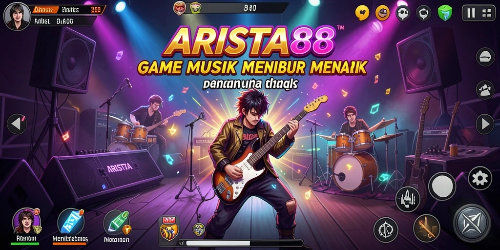 Screenshot gameplay ARISTA88 menampilkan pemain yang bersenang-senang dengan musik.