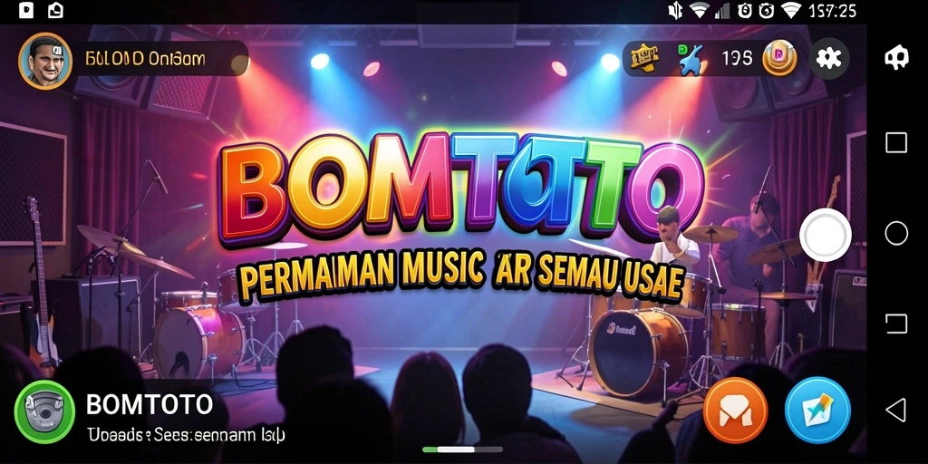 Tampilan gameplay BOMTOTO dengan berbagai pilihan lagu dan tantangan musik.