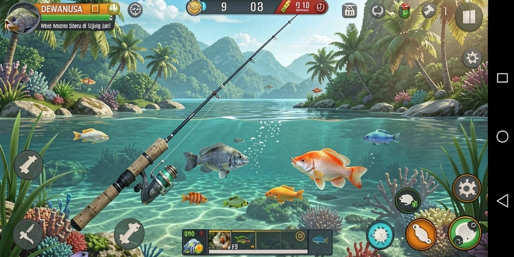 Tangkapan ikan yang menarik di DEWANUSA dengan grafis menawan.