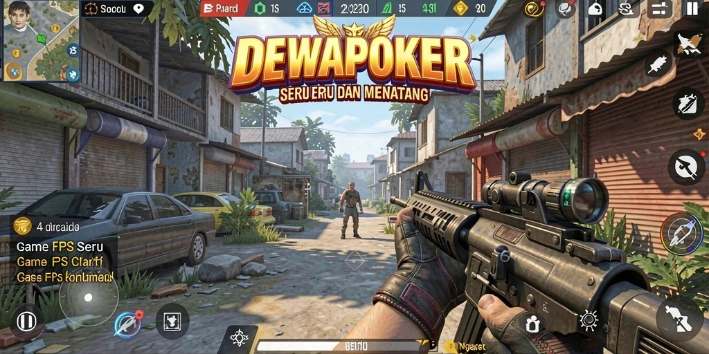 Tampilan gameplay DEWAPOKER yang mendebarkan dalam game FPS.