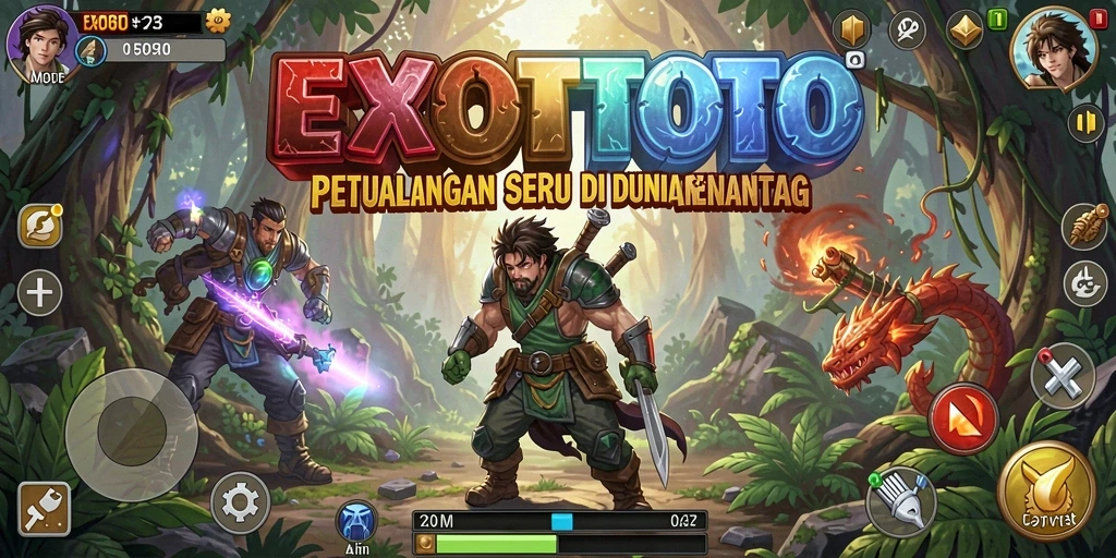 Tampilan gameplay seru dalam EXOTOTO dengan petualangan yang menantang.