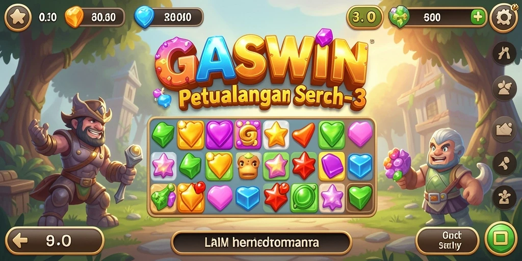 GASWIN menampilkan gameplay Match-3 yang menyenangkan dan penuh warna.
