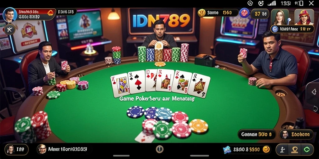Tampilan seru dari gameplay Poker di IDN789 yang menarik.