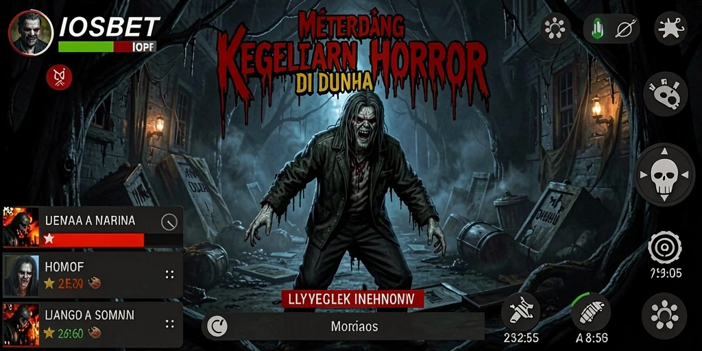 Screenshot menunjukkan adegan menyeramkan dalam gameplay IOSBET.