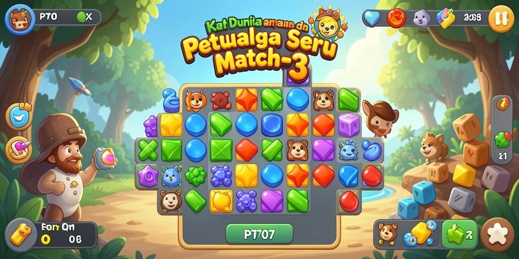 Tampilan gameplay seru dari PT707 dengan berbagai tantangan Match-3.