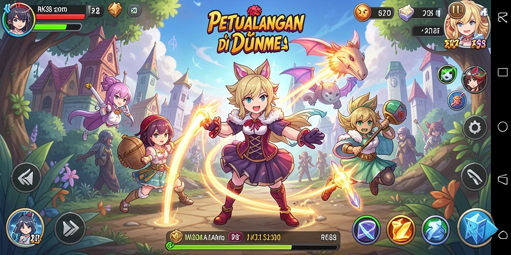 Screenshot menampilkan karakter anime dalam aksi bertarung yang mendebarkan.