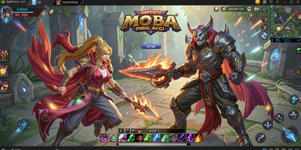 Tampilan gameplay seru dalam <strong>SAPITOTO</strong> dengan karakter beragam dan aksi tempur yang dinamis.