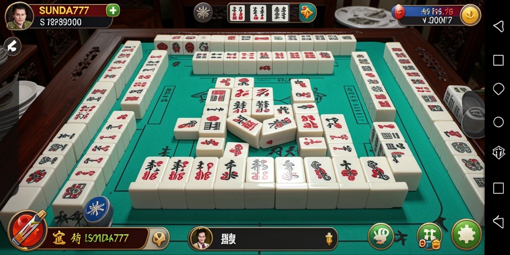 Tampilan aksi seru dari gameplay Mahjong SUNDA777.