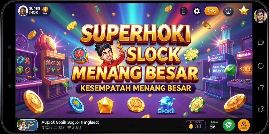 Tampilan gameplay menarik dari SUPERHOKI dengan efek visual yang memukau.