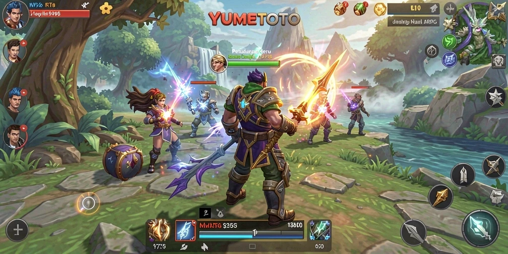 Screenshot menampilkan aksi seru dalam gameplay ARPG YUMETOTO.